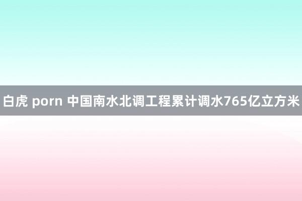 白虎 porn 中国南水北调工程累计调水765亿立方米