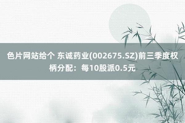 色片网站给个 东诚药业(002675.SZ)前三季度权柄分配：每10股派0.5元