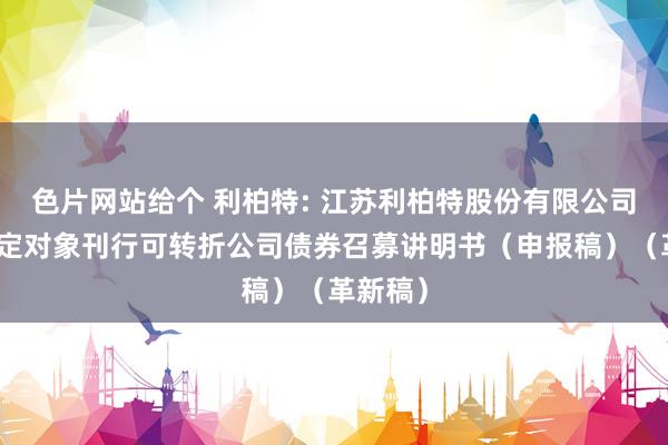 色片网站给个 利柏特: 江苏利柏特股份有限公司向不特定对象刊行可转折公司债券召募讲明书(申报稿)(革新稿)