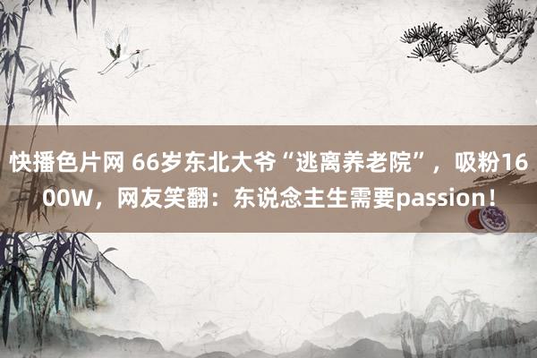 快播色片网 66岁东北大爷“逃离养老院”，吸粉1600W，网友笑翻：东说念主生需要passion！