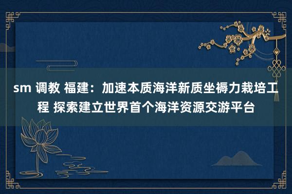 sm 调教 福建：加速本质海洋新质坐褥力栽培工程 探索建立世界首个海洋资源交游平台