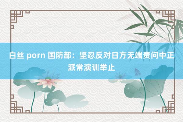白丝 porn 国防部：坚忍反对日方无端责问中正派常演训举止
