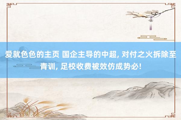爱就色色的主页 国企主导的中超， 对付之火拆除至青训， 足校收费被效仿成势必!