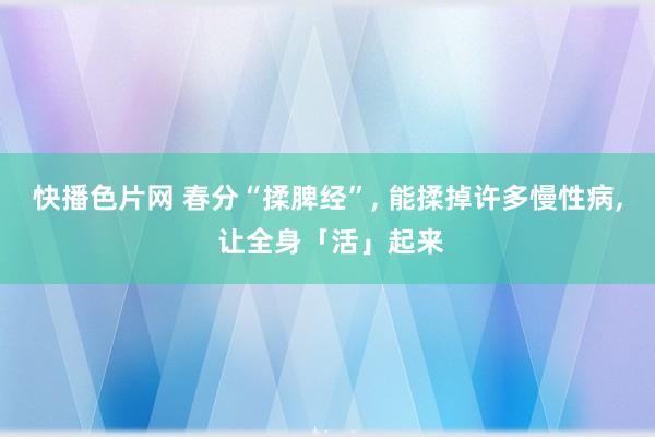 快播色片网 春分“揉脾经”， 能揉掉许多慢性病， 让全身「活」起来