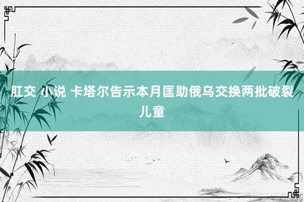肛交 小说 卡塔尔告示本月匡助俄乌交换两批破裂儿童