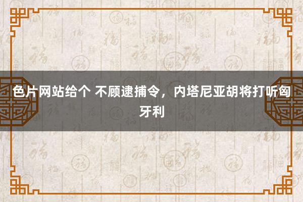 色片网站给个 不顾逮捕令，内塔尼亚胡将打听匈牙利