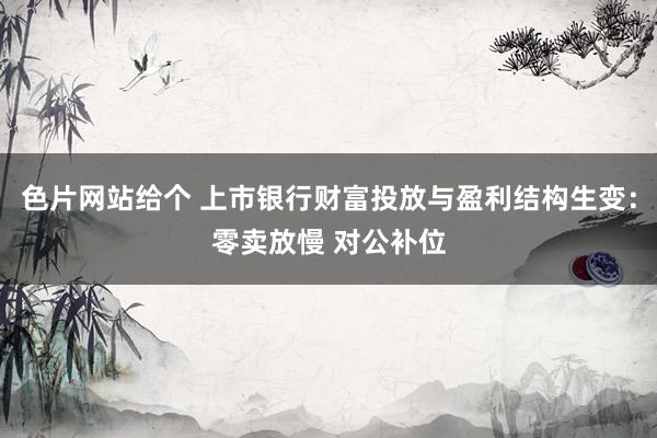 色片网站给个 上市银行财富投放与盈利结构生变：零卖放慢 对公补位