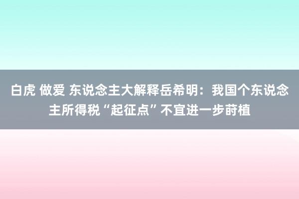 白虎 做爱 东说念主大解释岳希明：我国个东说念主所得税“起征点”不宜进一步莳植