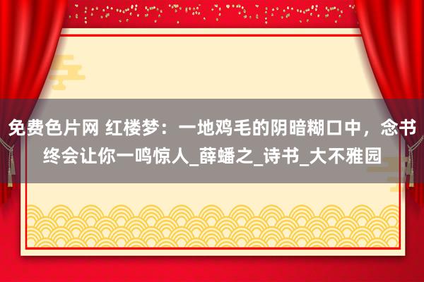 免费色片网 红楼梦：一地鸡毛的阴暗糊口中，念书终会让你一鸣惊人_薛蟠之_诗书_大不雅园