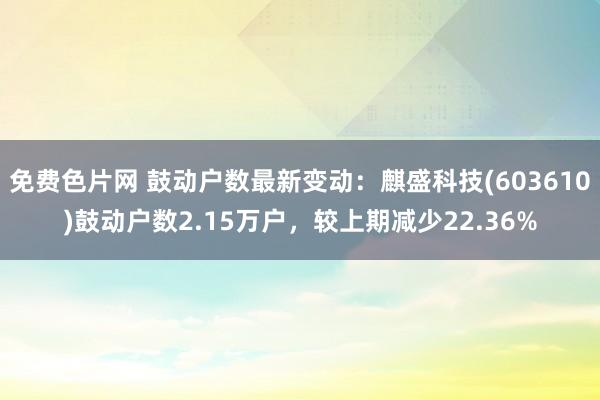 免费色片网 鼓动户数最新变动：麒盛科技(603610)鼓动户数2.15万户，较上期减少22.36%