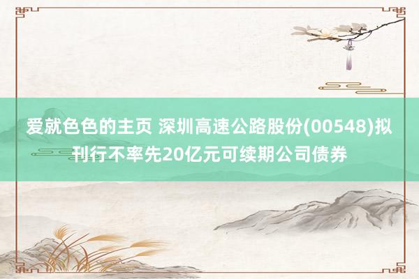 爱就色色的主页 深圳高速公路股份(00548)拟刊行不率先20亿元可续期公司债券