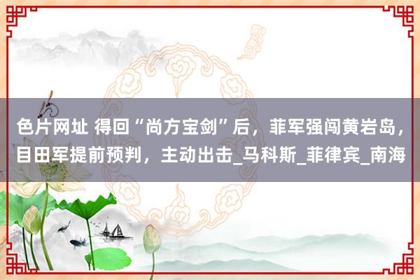 色片网址 得回“尚方宝剑”后，菲军强闯黄岩岛，目田军提前预判，主动出击_马科斯_菲律宾_南海
