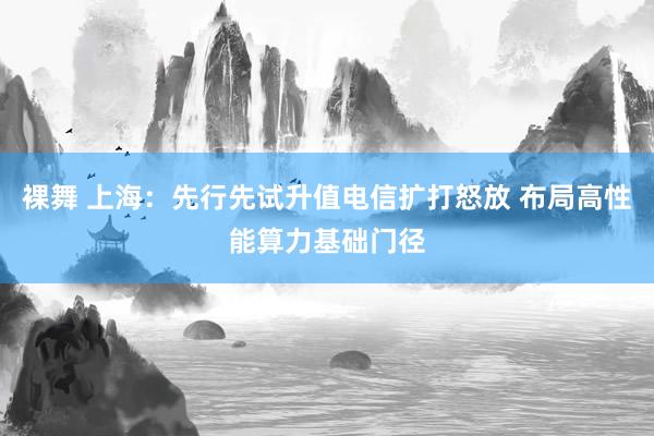 裸舞 上海：先行先试升值电信扩打怒放 布局高性能算力基础门径