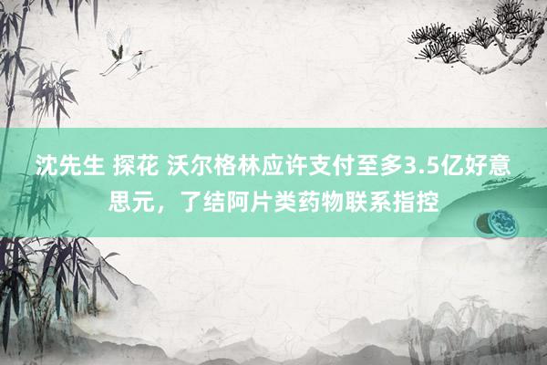 沈先生 探花 沃尔格林应许支付至多3.5亿好意思元，了结阿片类药物联系指控