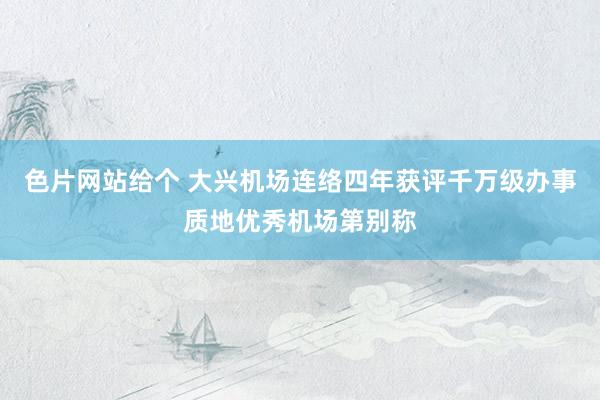 色片网站给个 大兴机场连络四年获评千万级办事质地优秀机场第别称