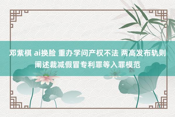 邓紫棋 ai换脸 重办学问产权不法 两高发布轨则阐述裁减假冒专利罪等入罪模范